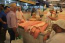 Manaus fish market: The huge fillets are the giant piracu fish; very good eating.